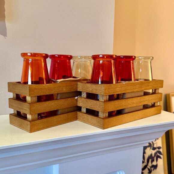 Two Sets of Three Bottles in Wood Boxes - Picture 2 of 9